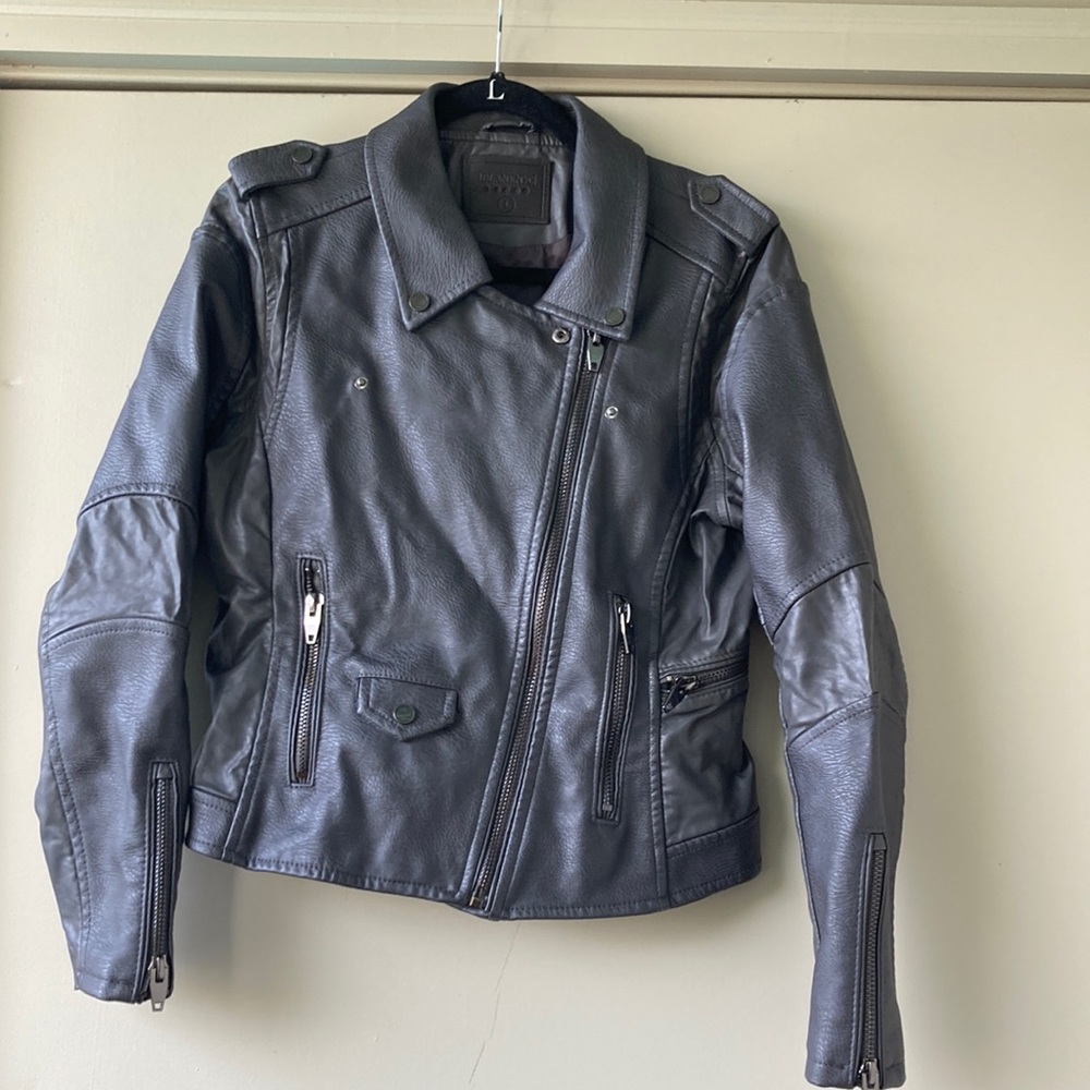 Blank NYC Pebbled Textured Faux Leather Vegan Moto Jacket